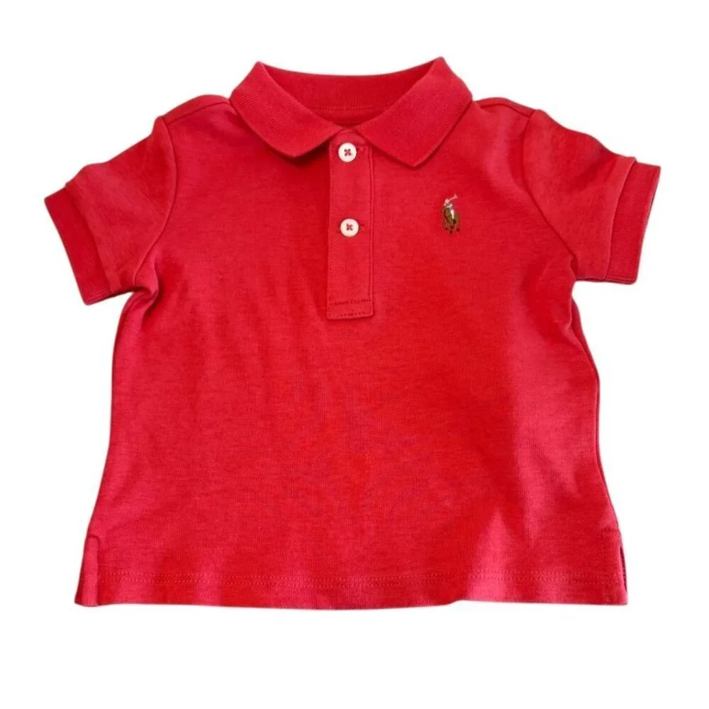 Ralph Lauren Infant's Short Sleeve Logo Polo Shirt Red Size 6M NWOT
